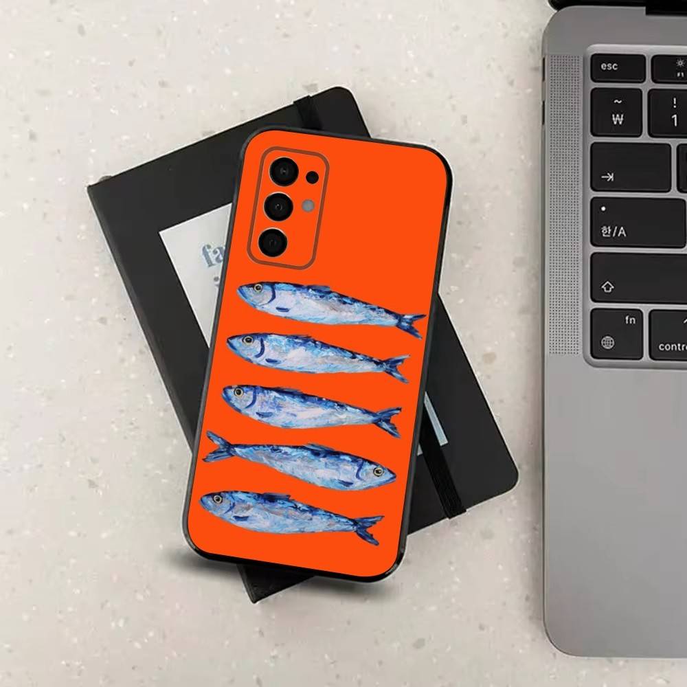 Sardines Ocean For Samsung Galaxy A53,31,52,72,41,Note,J7,8,9,5G,22,73,32,71, Soft Black Silicone Case