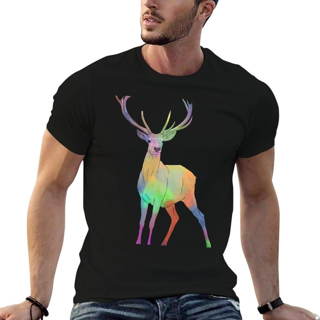 Coloured Stag T-Shirt essential t shirt t shirt personalised t shirts for man cotton funny T-sh