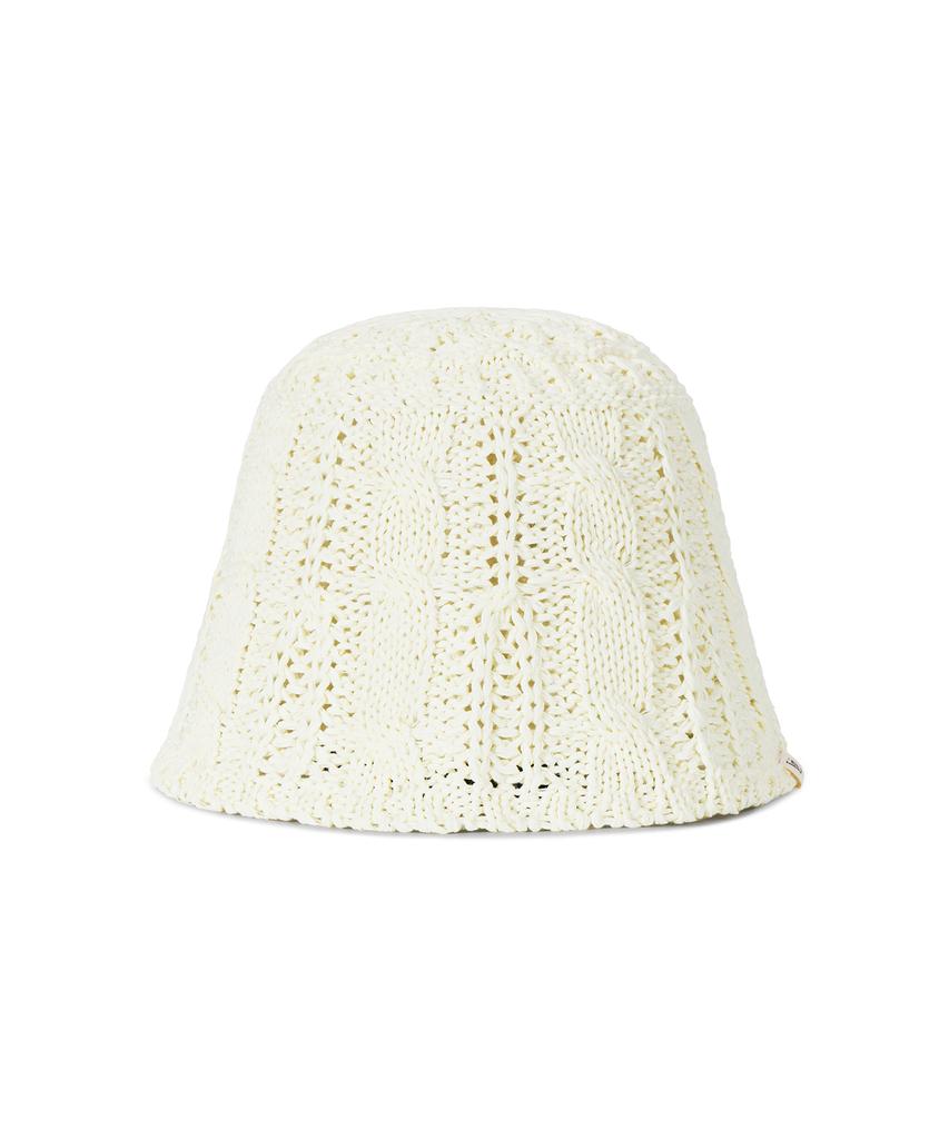 Bajal Vz Label Cable Knit Bucket Hat Ivory