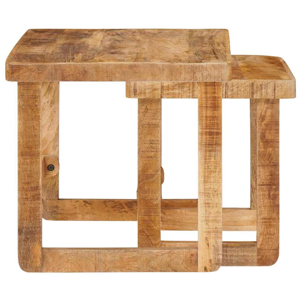 2 Piece Nesting Tables Brown 46 X 46 X 45 Cm Solid Mango Wood