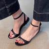 High-heeled Sandals for Women Versatile Cat Heels One-shoulder Buckle Shoes