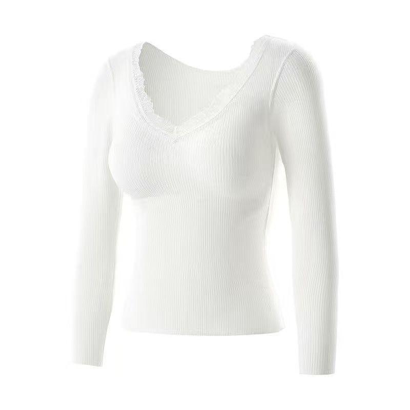 Women's Cashmere Silk Warm Set with Built-In Bra, Plus Velvet, Autumn/Winter 2025 Style, Base Layer Top Innerwear