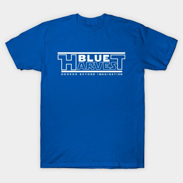 Мужская черная футболка с принтом Blue Harvest - Ужас за гранью воображения Печать на трансферной бумаге без вырезания Хлопковая футболка L