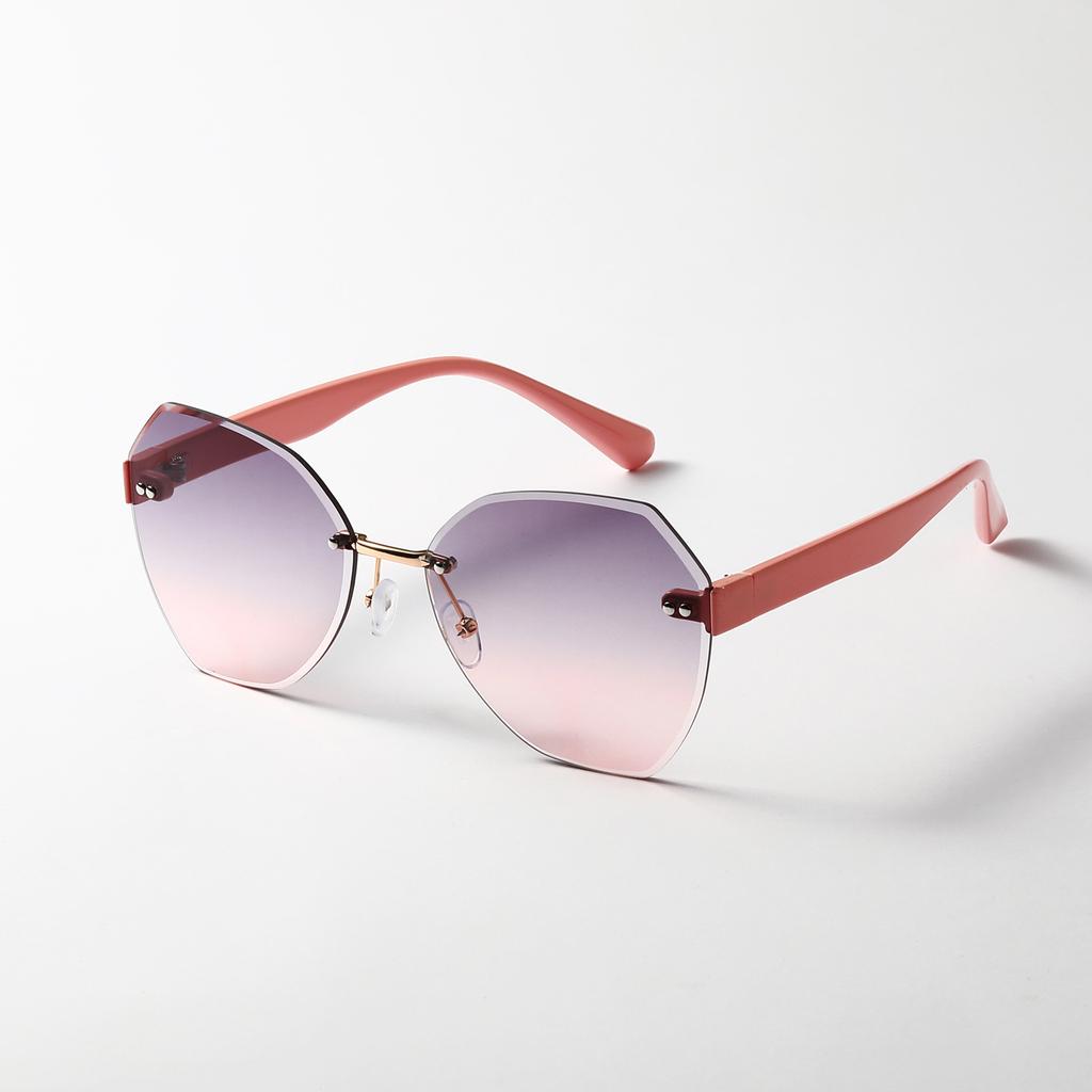 Rimless Glasses Polygonal Pink Retro Sunglasses Female Texture Sunglasses Male
