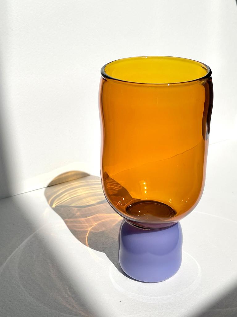 Color Blocked Goblet Glass Whisky Wine Glass Borosilicate Heat-resistant Glass Coffee Glass