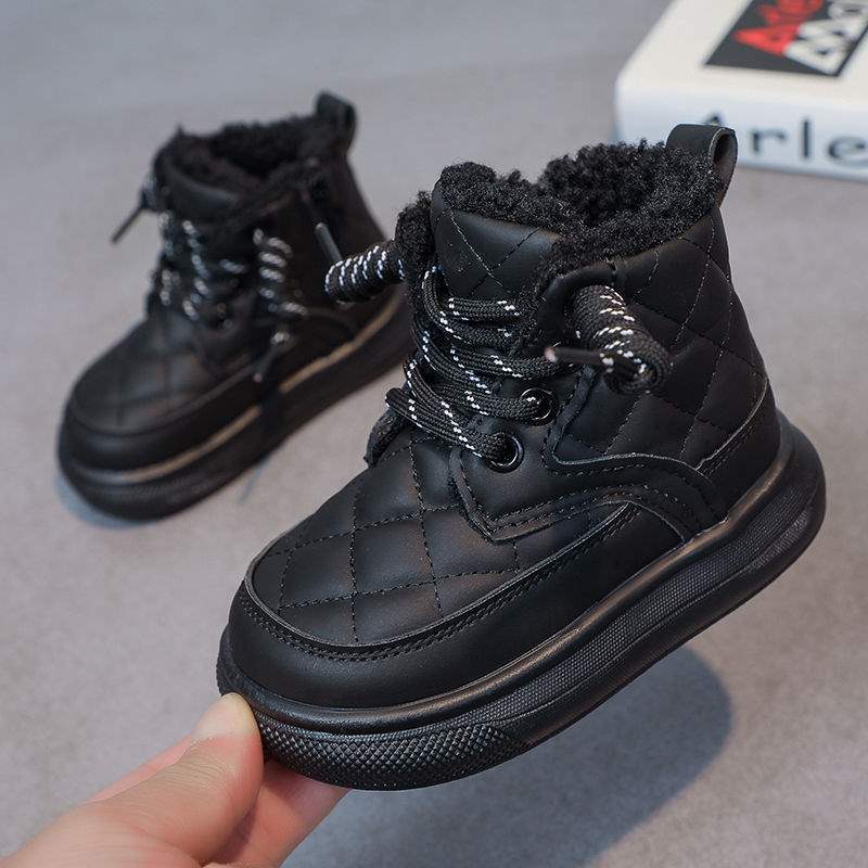 

Children s snow boots 2025 winter new children s soft-soled Martin boots boys fleece thickened short boots girls shoes 23 yards inner length 14 cm
