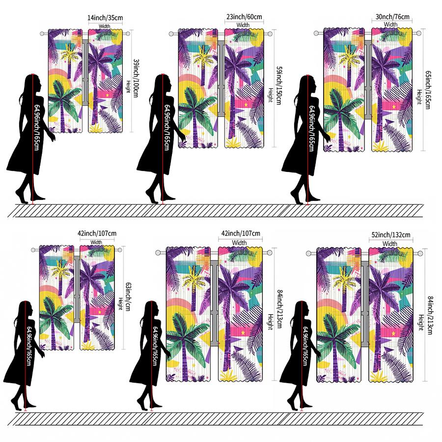 2pcs- Tropical coconut tree printed curtains   pole bag curtains   Christmas decorations   home decorations   room decorations