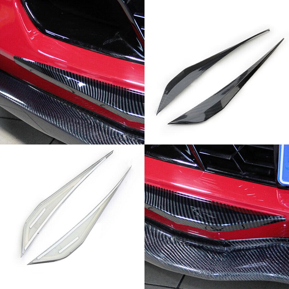 2 τμχ Αξεσουάρ Αυτοκινήτου για Chevrolet Corvette C7 2014-2018 Κάλυμμα Τριμ Γωνιακό Προστατευτικό Μπροστινού Προφυλακτήρα με Εκτύπωση Ανθρακονήματος