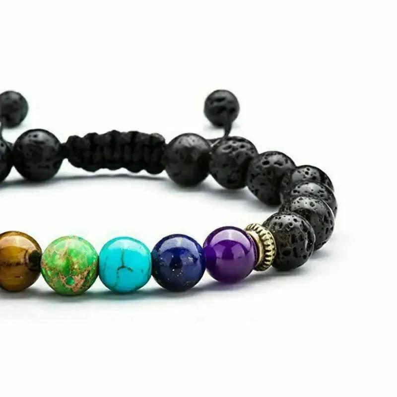Fashion Creative Gifts 8mm Volcanic Stone Colorful Natural Stone Beads Handmade Beaded Braided Bracelet Anxiety Crystal Bracelet