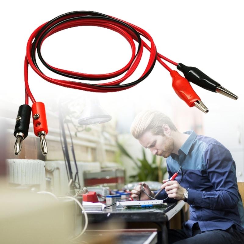 2Pcs Double End Test Leads Wire Line Silicone Banana Plug To Alligator Clip Test Leads Test Cable Leads Connector