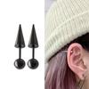 1 Pair Gothic Black Steel-Color Funny Screw Back Stud Earrings For Men/Women Round Ball Spike Cone Tip Stainless Steel Jewelry
