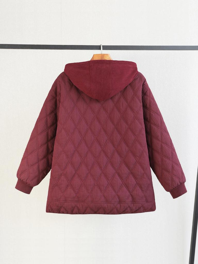 Plus Size Women's Winter Warm Hooded Cotton Jacket - Slimming Outerwear