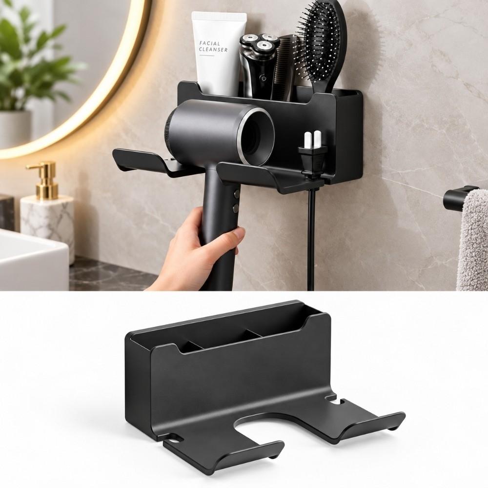 1Pc Punch-Free Hair Dryer Storage Rack Wall Mounted Hair Dryer Stand Blow Dryer Organizer Home Use