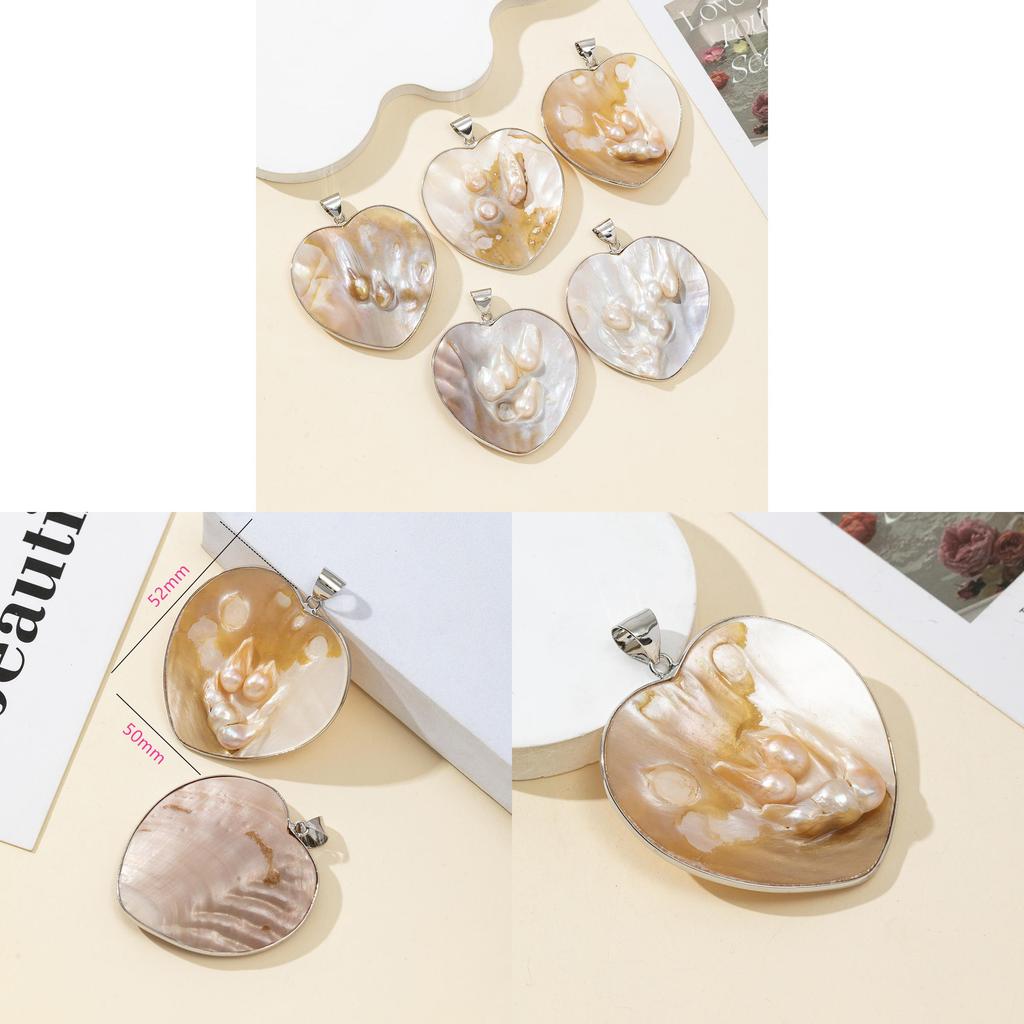 Pearl Mother Of Pearl Heart Pendant Shell Jewelry Craft Accessory For Women