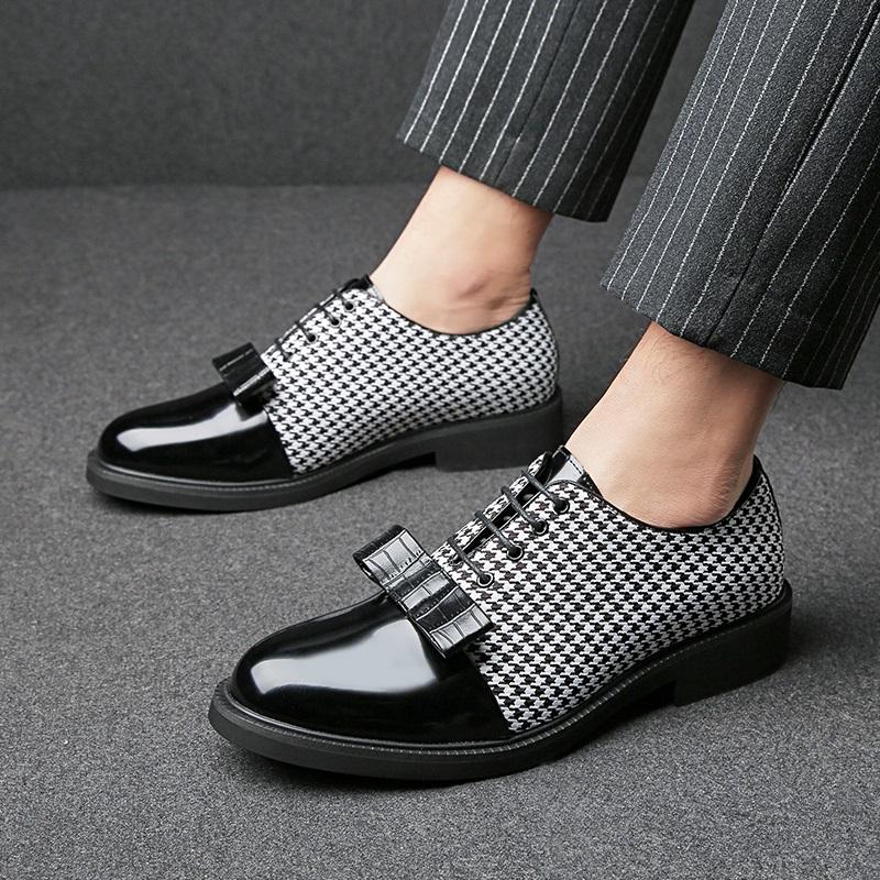 Fashion New Men's Bowtie Mixed Color Patent Leather Oxford Shoes Designer Formal Wedding Dress Homecoming Footwear