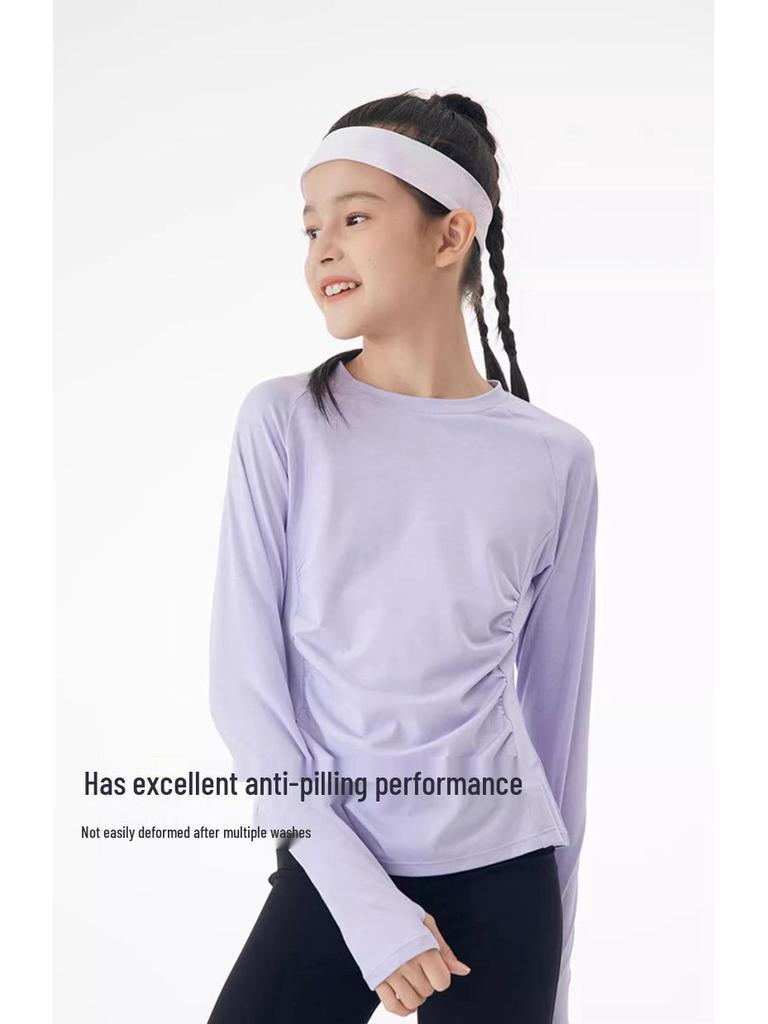Spring & Autumn Girls' Long-Sleeve Nylon Quick-Dry Yoga & Sports Set