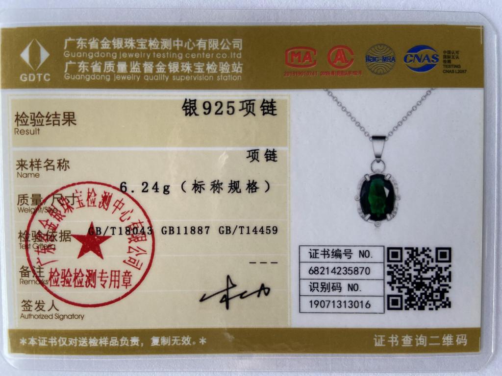 925 Sterling Silver AAA Zircon Oval Pendant Necklace Fashion Jewelry