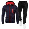 Mens Hooded Sweatshirt Set Casual Two-Piece Outfit Loose Fit Fleece-Lined Winter Sportswear