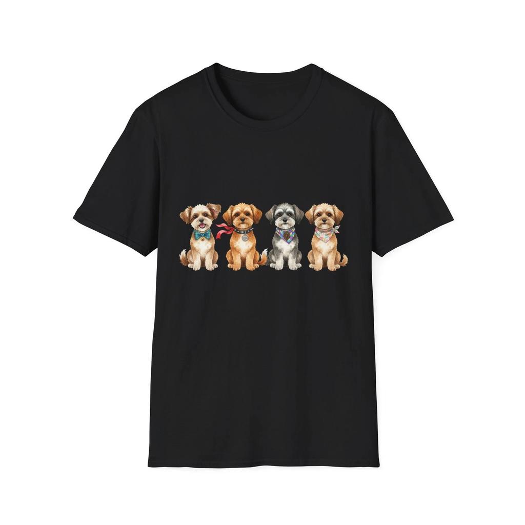Dog Watercolor Portrait Cute Animal Black Graphic Tee T-Shirt
