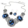 Women Metal Simple Geometric Shape Necklace and Earrings Vintage Jewelry Set