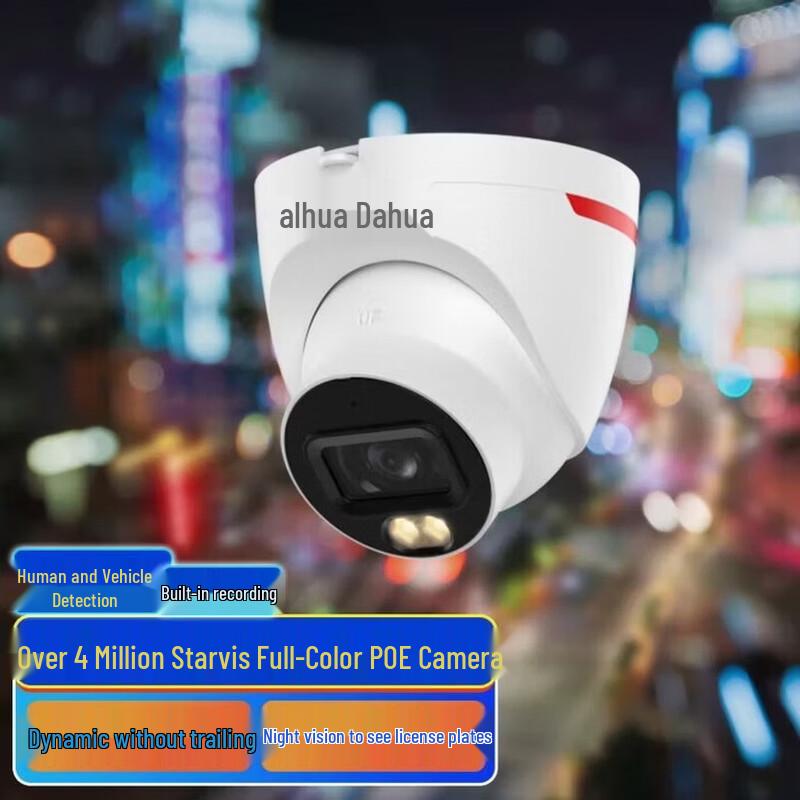 

Dahua 4MP Full-Color PoE Dome Camera with Audio CN plug (adapter included)