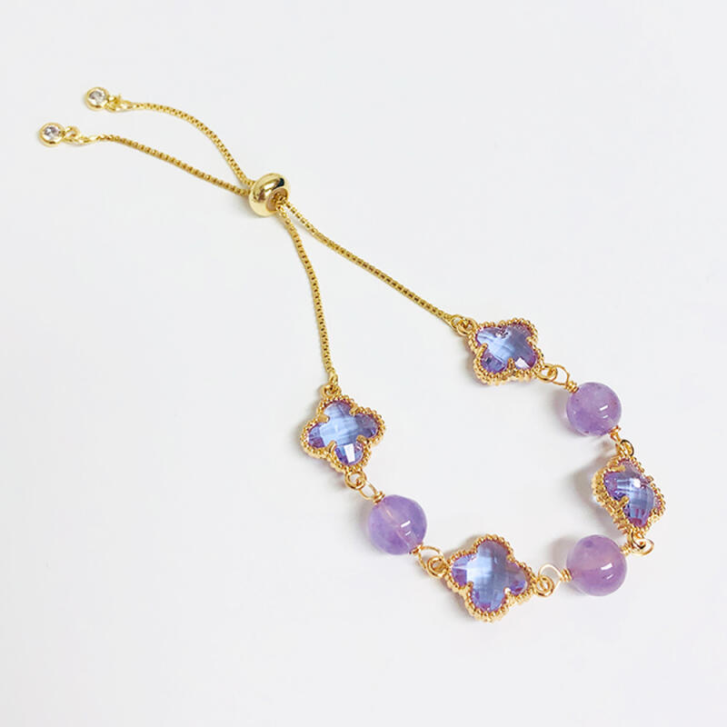 H7H13 Hwajeonok Amethyst Four-Leaf Clover Lucky Bracelet Collection