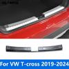 For Volkswagen VW T-cross Tcross - 2024 Interior Rear Trunk Bumper Foot Plate Door Sill Scuff Guard Plate Accessories