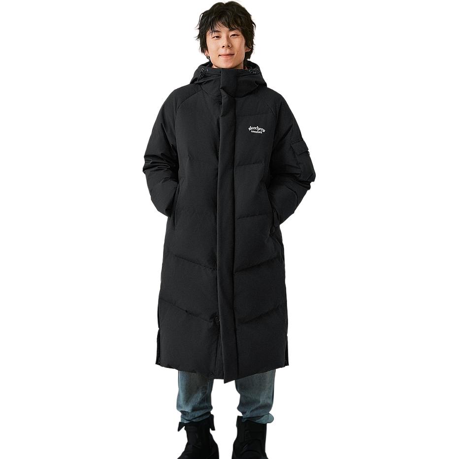 Skechers Street Fashion Series Comfortable Warm Windproof Hooded Long Duck Down Jacket Unisex outerwear L425U018-0018