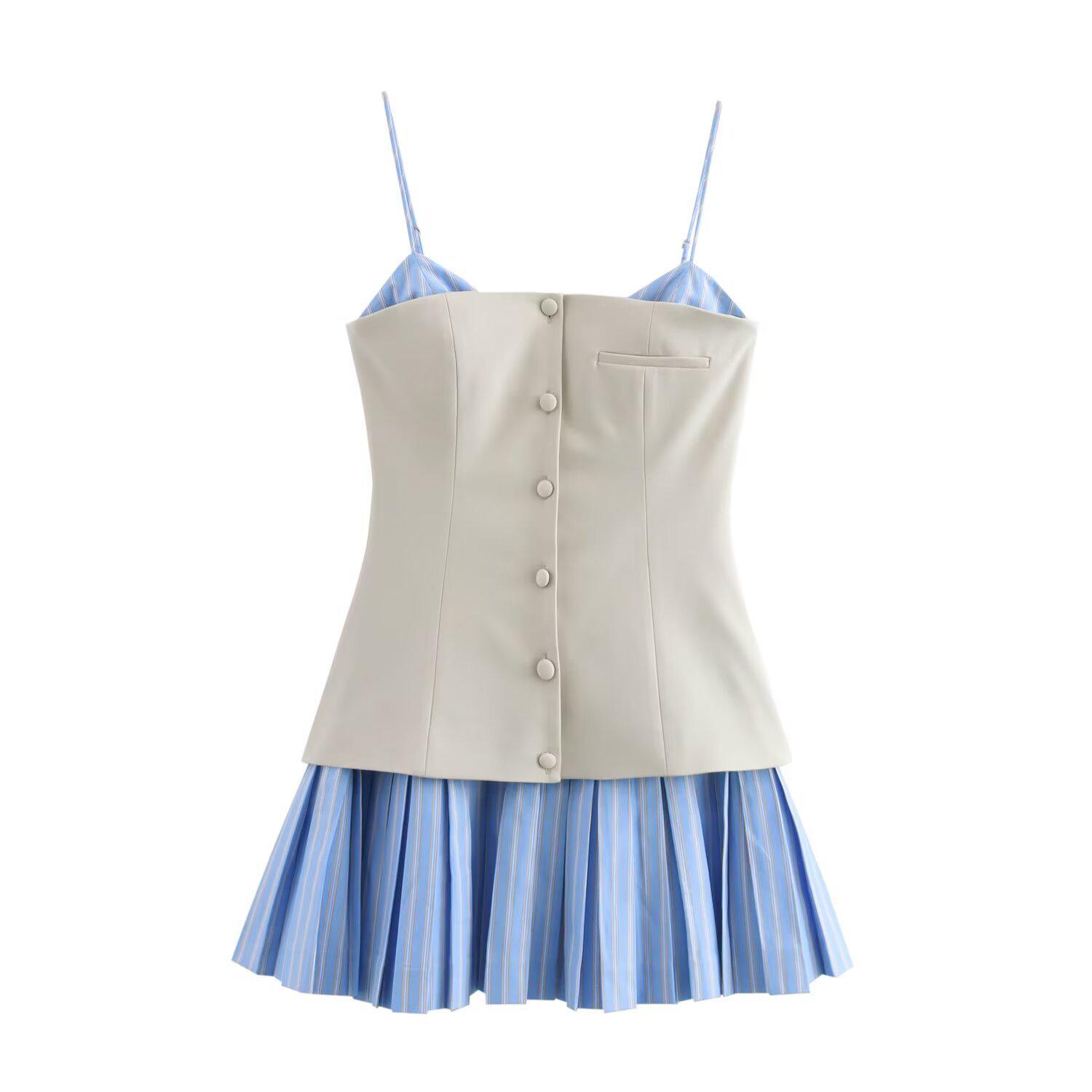 

Spring 2025 Women s Floral Patchwork Strapless Pleated Mini Dress L