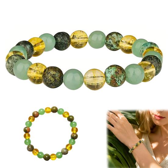 Boho Style Fashion Ornament Handmade Natural Stone Stretch Bracelet, Adjustable Elastic Healing Faux Relaxed Jewelry for Travel Crystal Spiritual