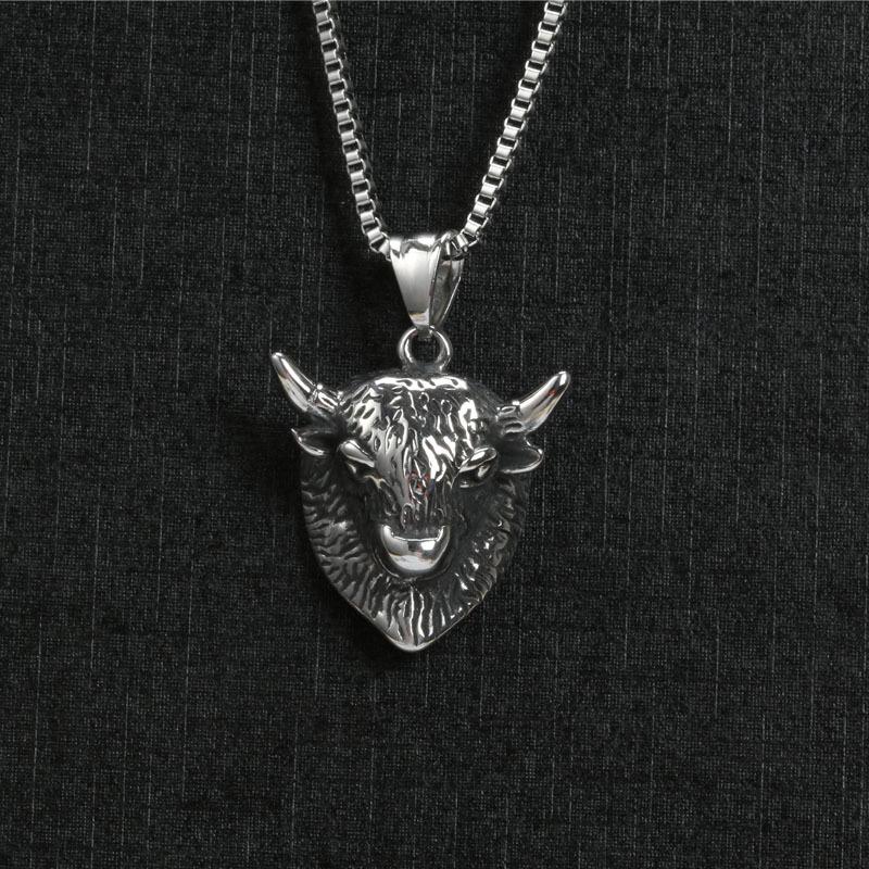Trendiger Edelstahl Stierkopf Anhänger - Retro Gothic Punk Stil Schmuck