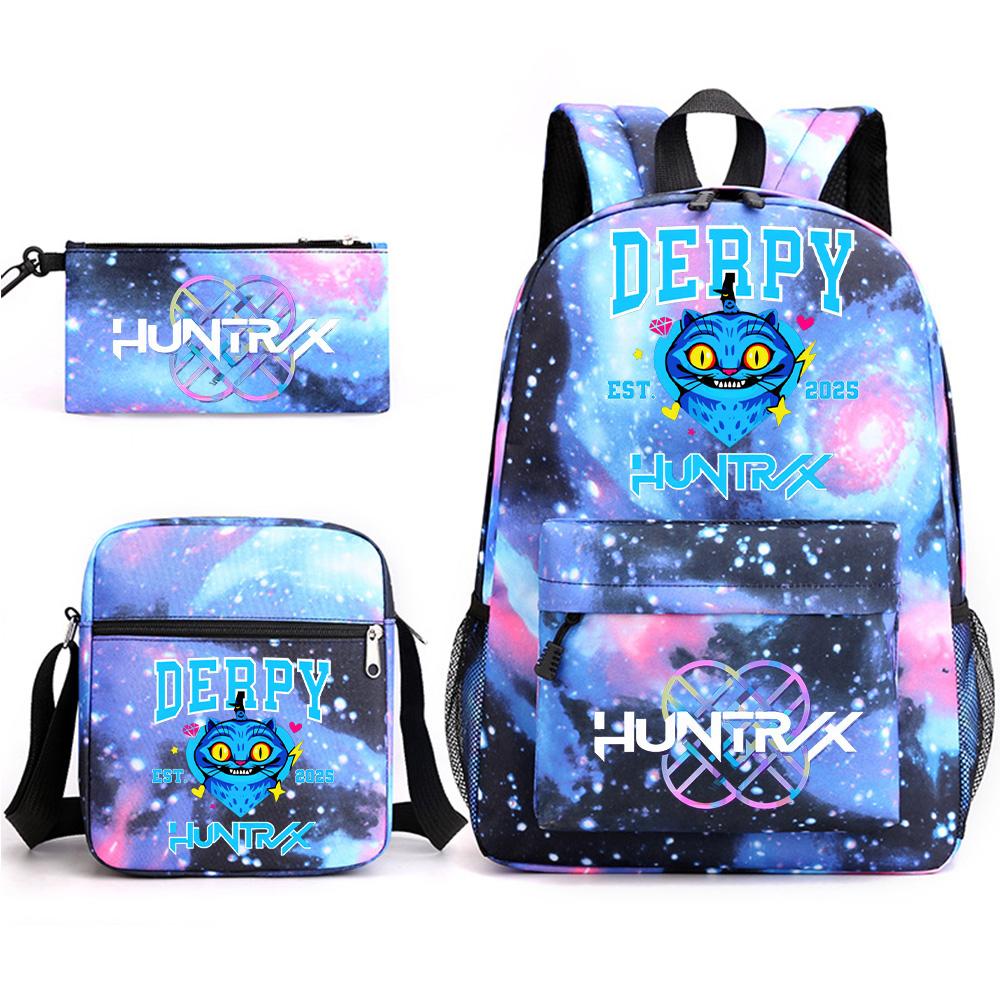 3Pcs/set Anime Printed Backpack with Shoulder Bag Pencil Case for Teenager Student Boy Girl School Bag Large Capacity Waterproof Bookbag Kid Gift