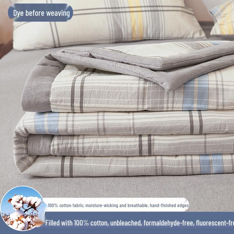 Inside and Out All-Cotton Quilt - 100% Pure Xinjiang Cotton Summer Air Conditioner Quilt for Single or Double Person