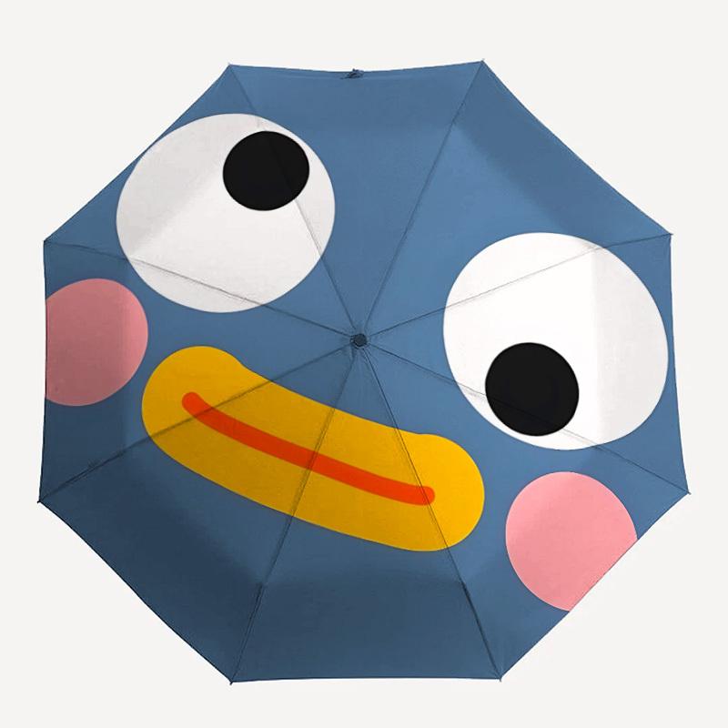 1 Stück Süßes Gesicht Öffnen/Schließen Faltbarer Regenschirm, All- tragbarer Regenschirm für & Männer, Stilvolles Accessoire (Weihnachtsgeschenk) 8-Rippen yy251213181