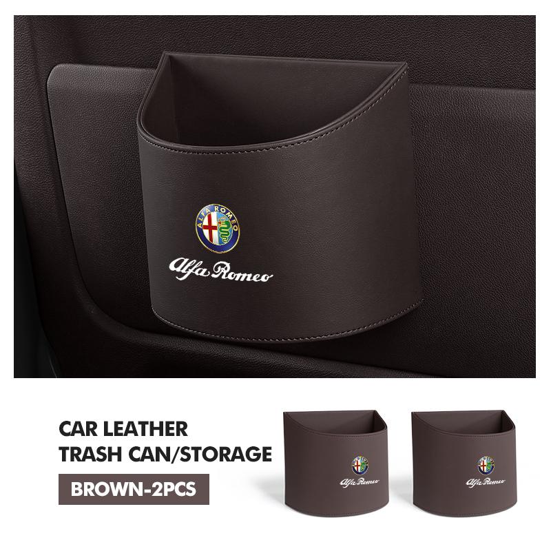 Car Stickers For Alfa Romeo Leather Car Logo Water Cup Organizer Holder Hanging Waterproof Trash Bin For Alfa Romeo Giulietta 94
