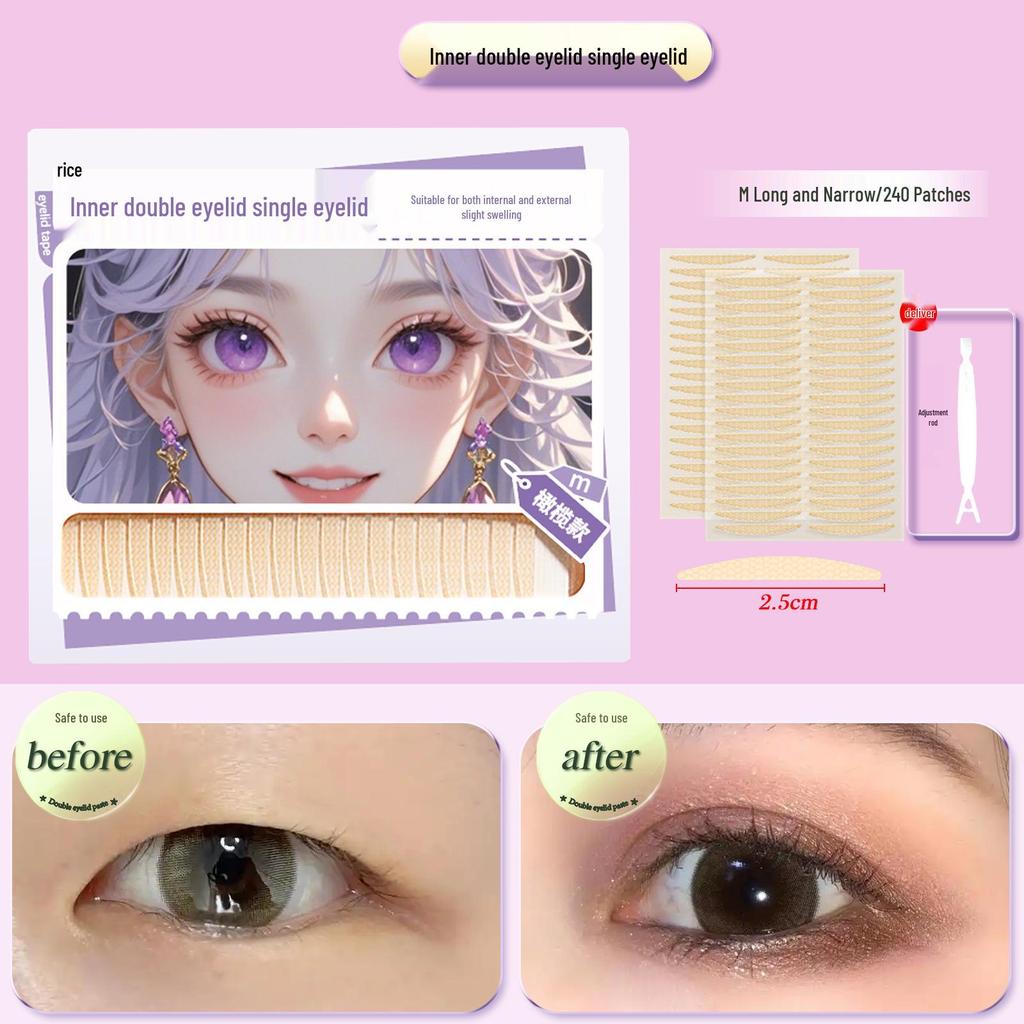 Lace Double Eyelid Tape: Invisible, Natural, Long-lasting Shaping. Prevents Drooping, Enhancing Bigger Eyes Effortlessly.