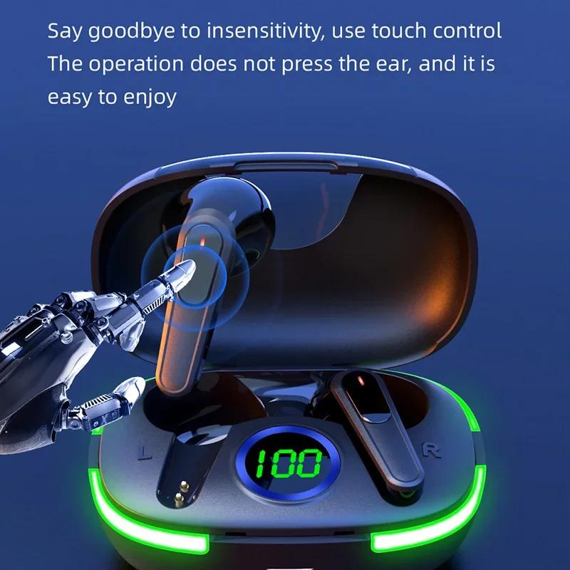TWS Pro80 Bluetooth 5.3 Kopfhörer Kabellose Kopfhörer HiFi Stereo Headset mit Mikrofon LED-Anzeige Sport-Ohrhörer für Telefon