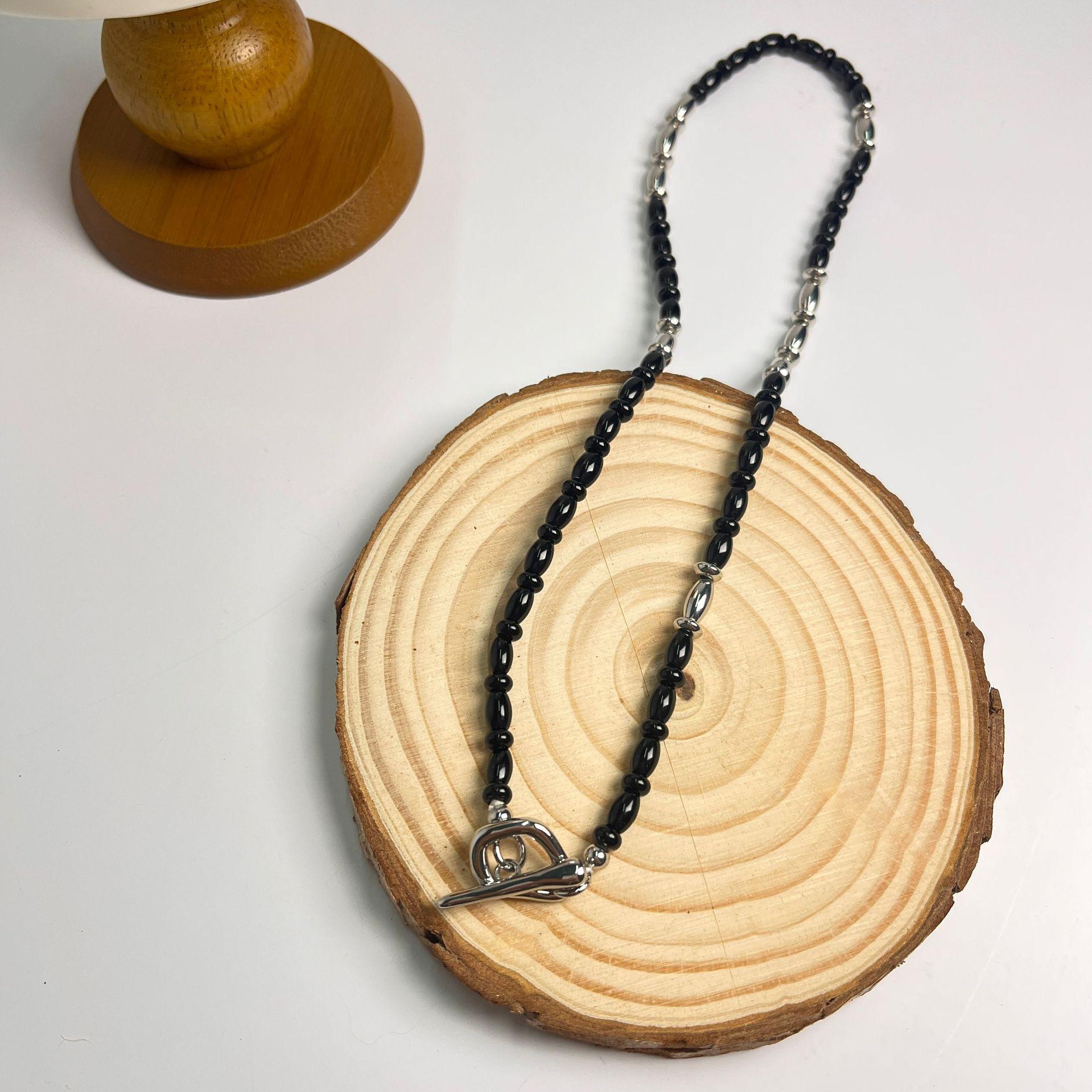 

Ожерелье из натуральных черных бусин агата, женская цепочка на шею, цепочка на ключицу, длинная, черная цепочка на свитер, легкая, роскошная, осень и зима, новинка