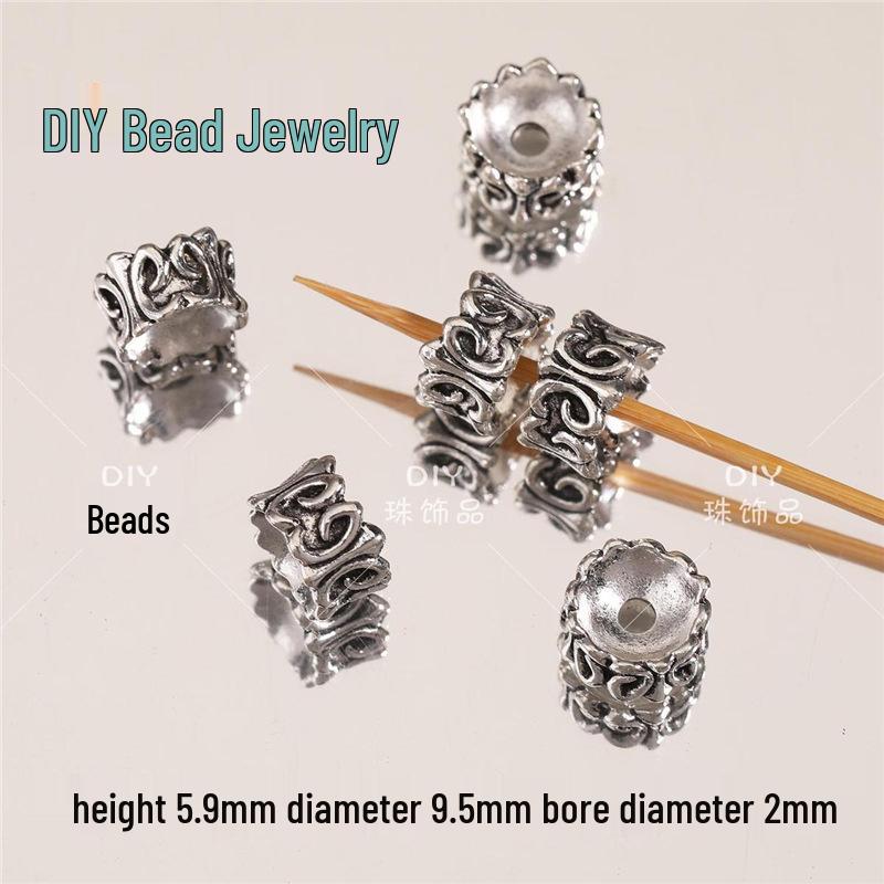 Tibetan Antique Silver Flower Spacer Beads Pendant for DIY Jewelry