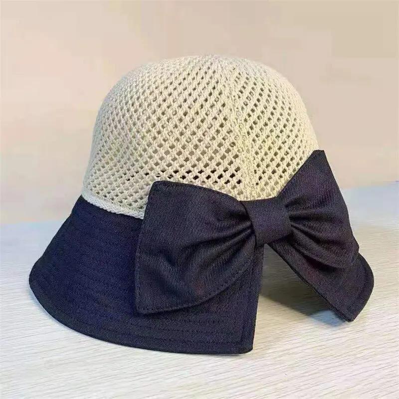 New Sunscreen Hat In Spring And Summer Children's Fashion Bucket Hat Folding Bow Sun Hat Sunscreen Hat