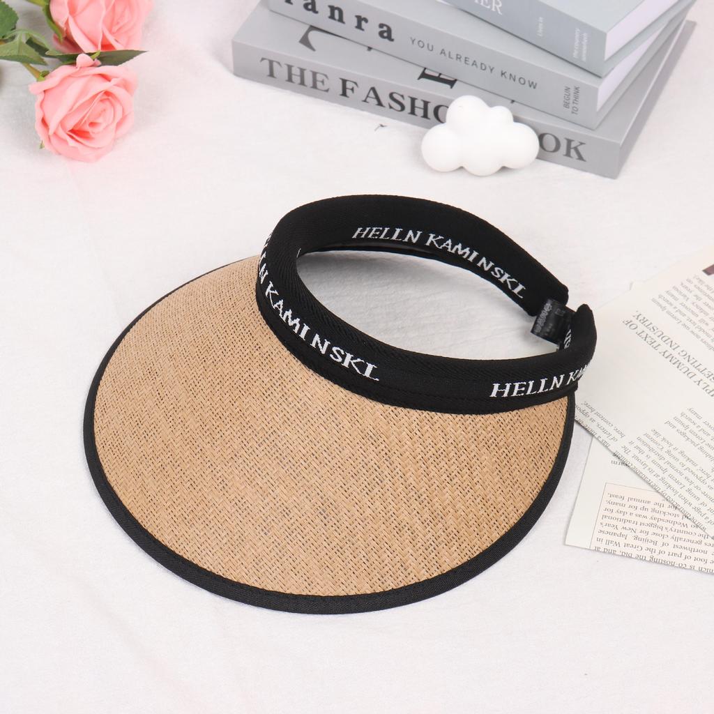 Summer Outing Folding Beach Hat Versatile Empty Top Hat Cycling Sports Sunshade Straw Hat Topless Sun Hat