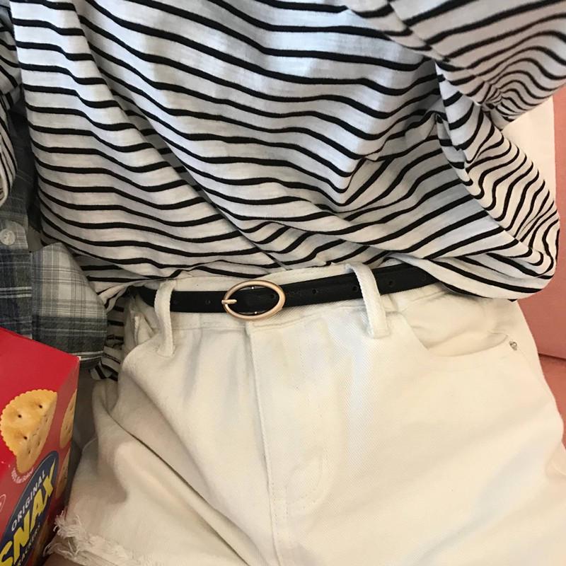 

Korean New Style Women s Thin PU Leather Waist Belt with Light Gold Oval Buckle - Vintage White, Versatile and Simple 100 cm чорний