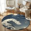 Luxury Round Peacock Multicolor Rug Mat, Non-Slip Floor Mat for Entryway