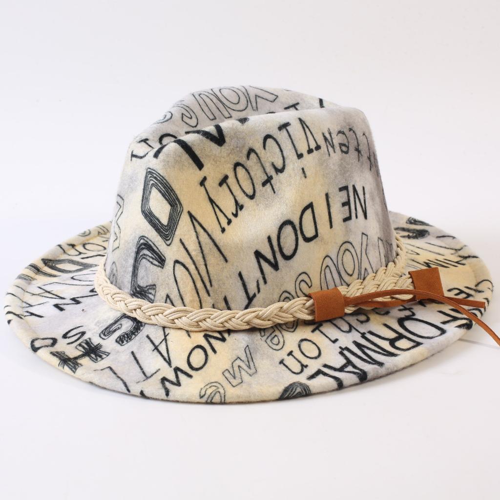 New European and American style letter printing fashion top hat men's and women's fashion jazz hat sunscreen sun hat