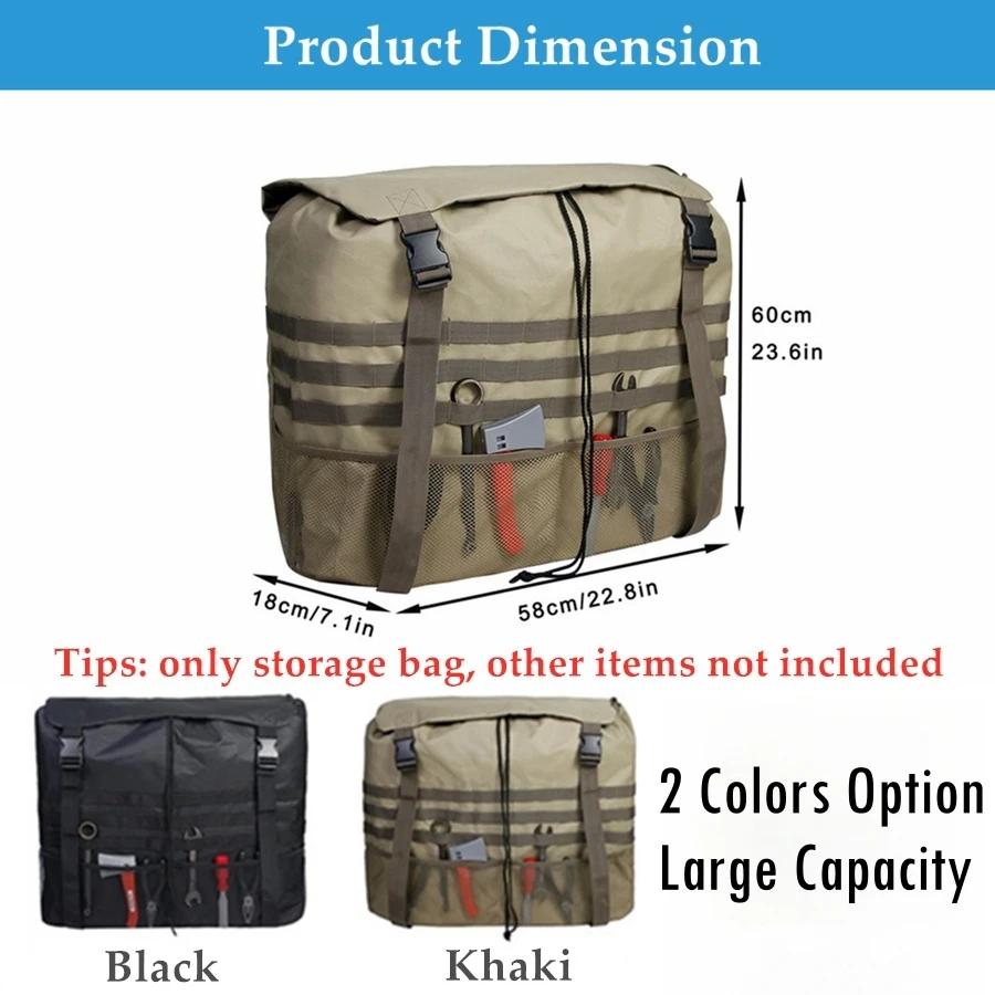 Khaki Large Capacity Outdoors Spare Tire Tool Storage Bag Trash Bag SUV Trunk Organizer for Outdoor Off-Road Recovery Gear