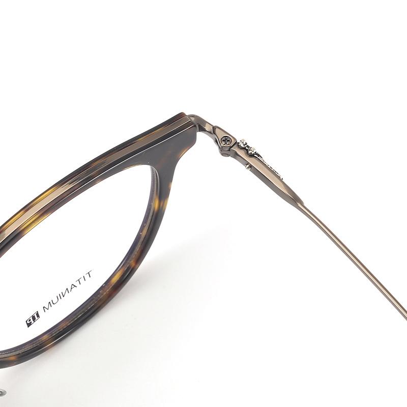 Pure Titanium Unisex Retro Round Glasses Frame with Blue Light Blocking Myopia Lenses for Women and Men