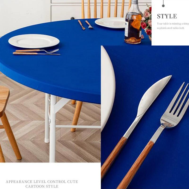 Elastic Round Fitted Tablecloth Waterproof Oil-Proof Wedding Party Table Cover Dust-Proof Oil-Proof and Skid-Proof Nordic Style