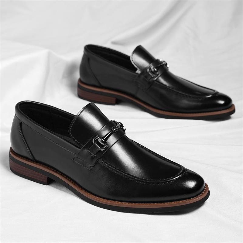 Fashion New Trend Men PU Leather Loafers Non Slip Walking Flats Outdoor Slip On Casual Shoes Breathable Man Driving Shoes Business Shoes