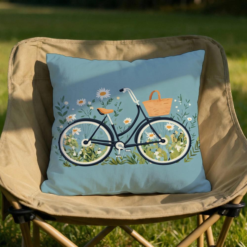Country Flower Bicycle Cushion Cover Soft Reversible  Durable Pillow Cover  MultiScene Use for Home  Car Daily Comfort