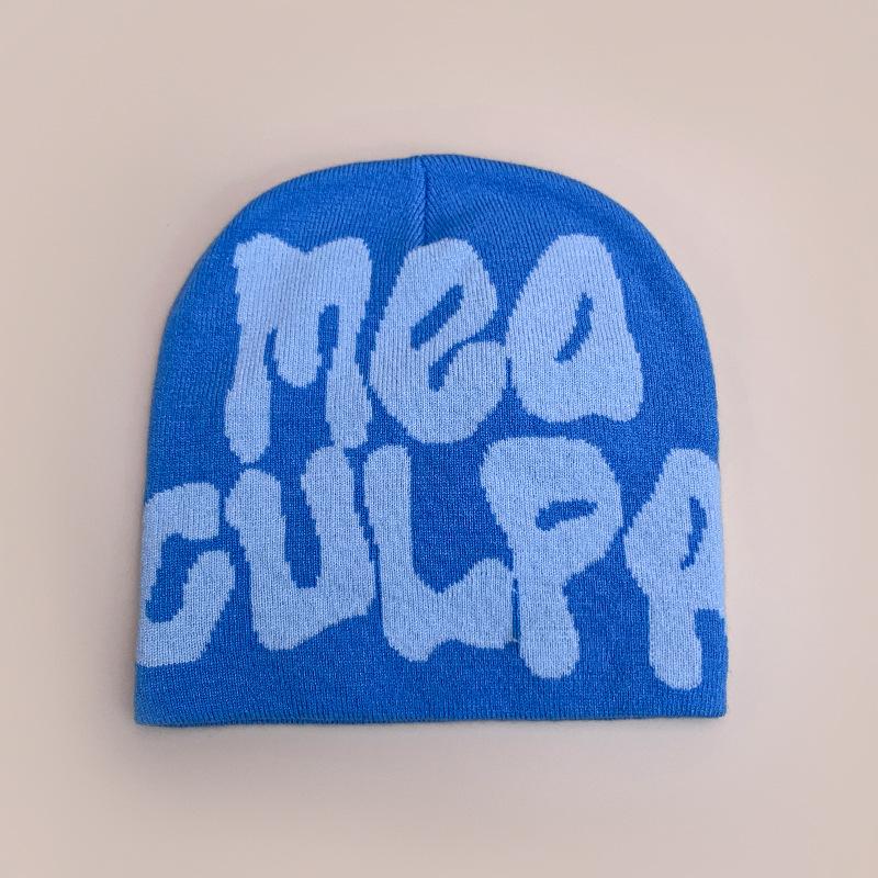 Cross-Border Wind Letter Jacquard Knitted Hat For Men And Women, Warm Contrasting Color, Hip-Hop Street Pullover Hat